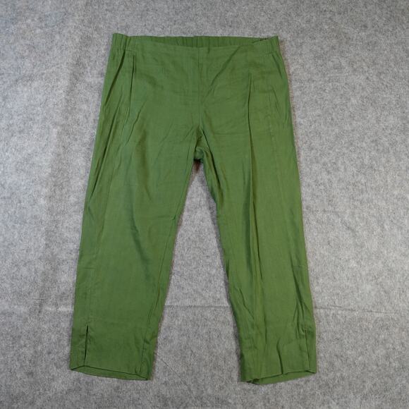 J. Jill Pant Womens Medium Petite Linen Stretch Ankle Beachy Lagenlook Green - Picture 1 of 10